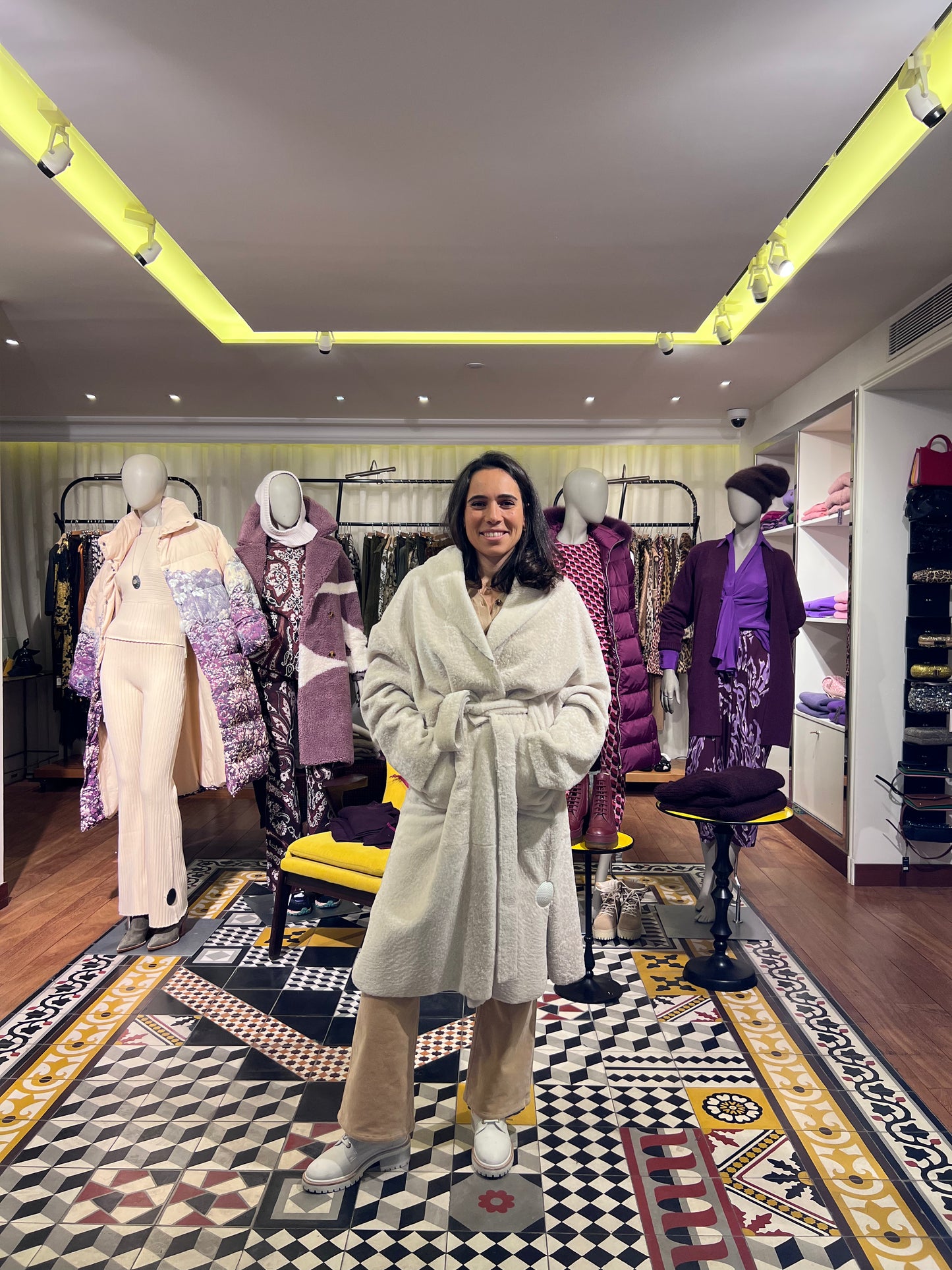Manteau réversible en peau laine