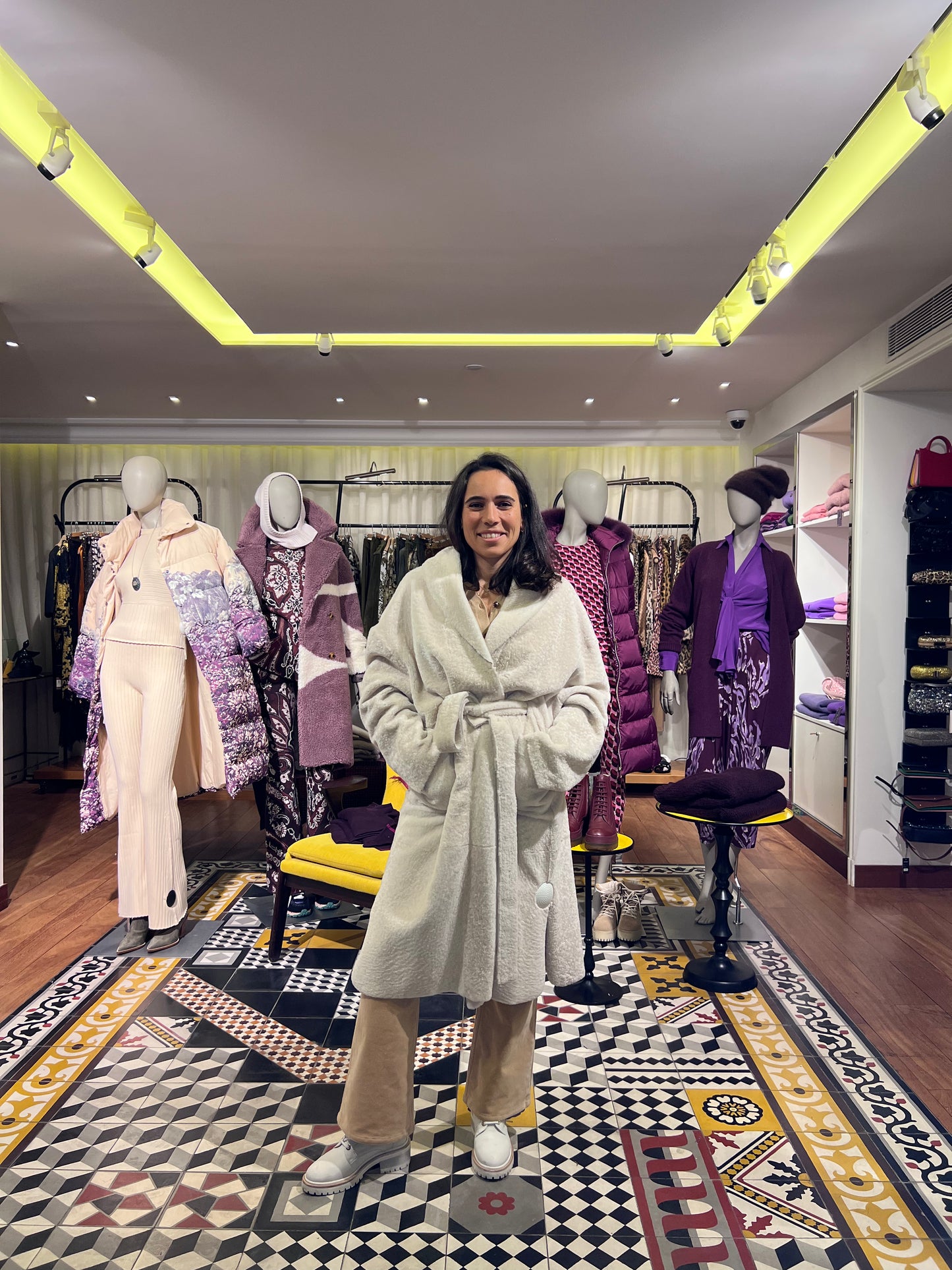 Manteau réversible en peau laine