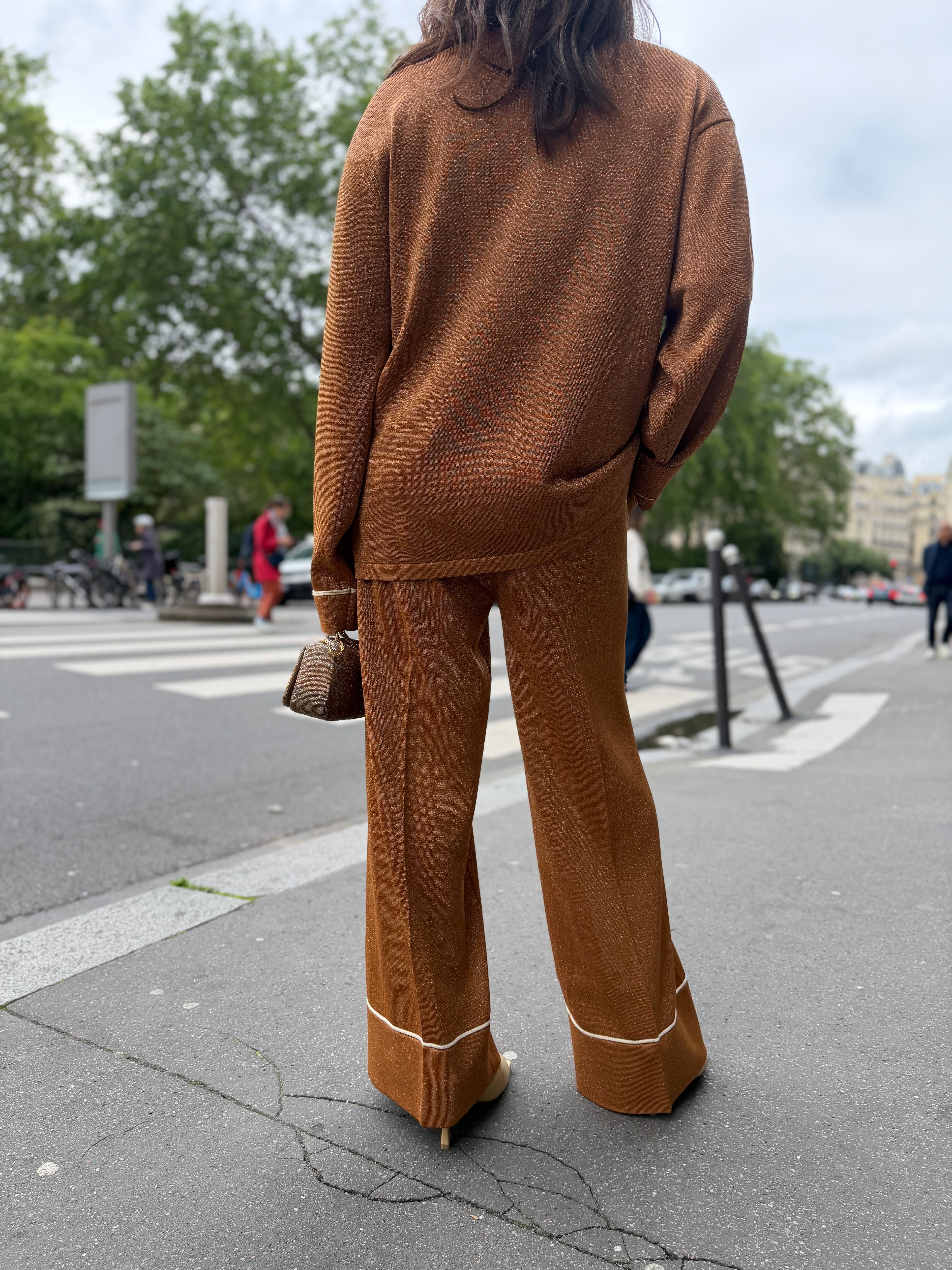 Pantalon large brillant