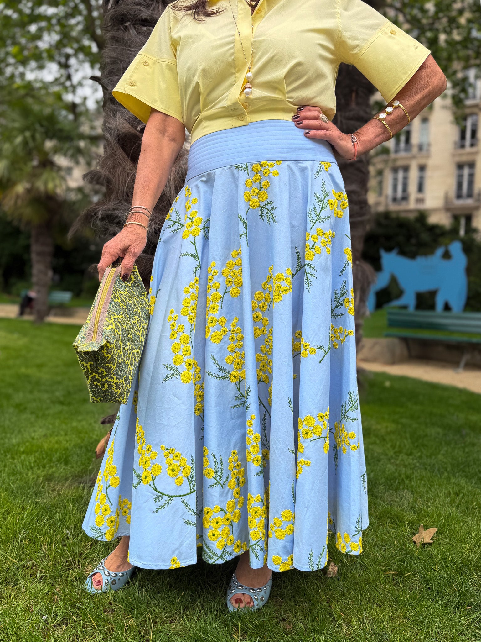 Jupe évasée brodée