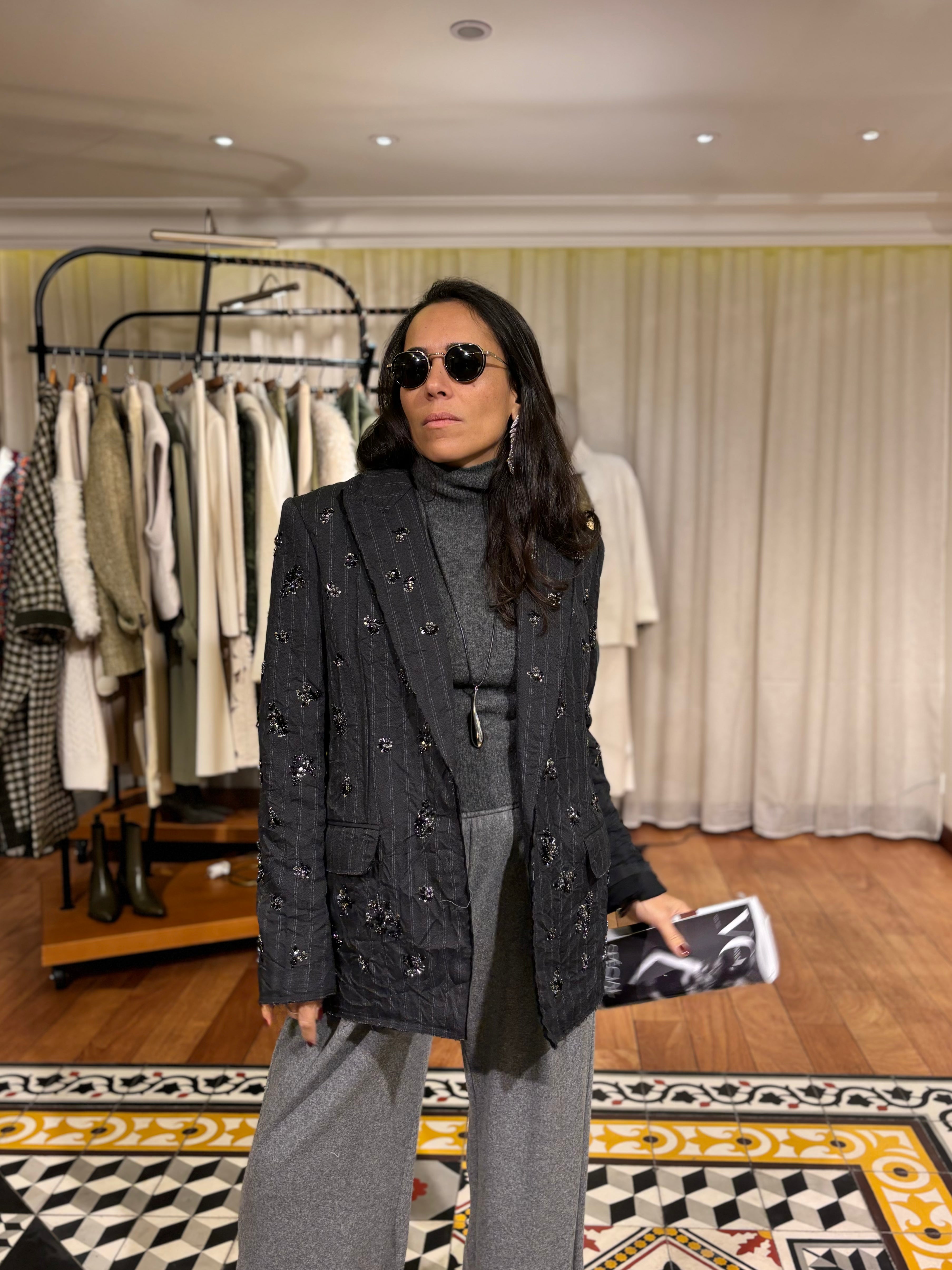 Blazer froissé sequins