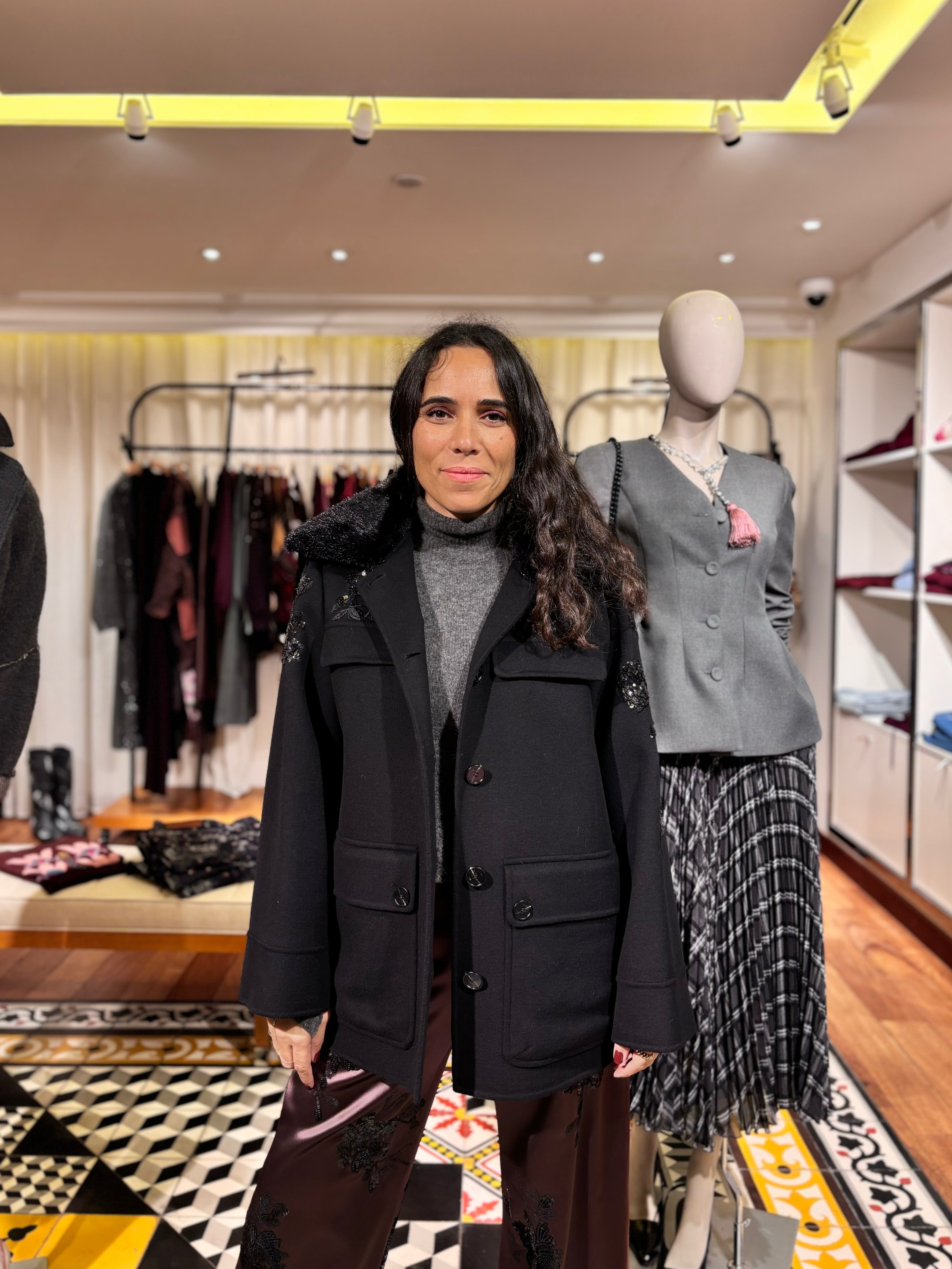 Caban fourrure sequins