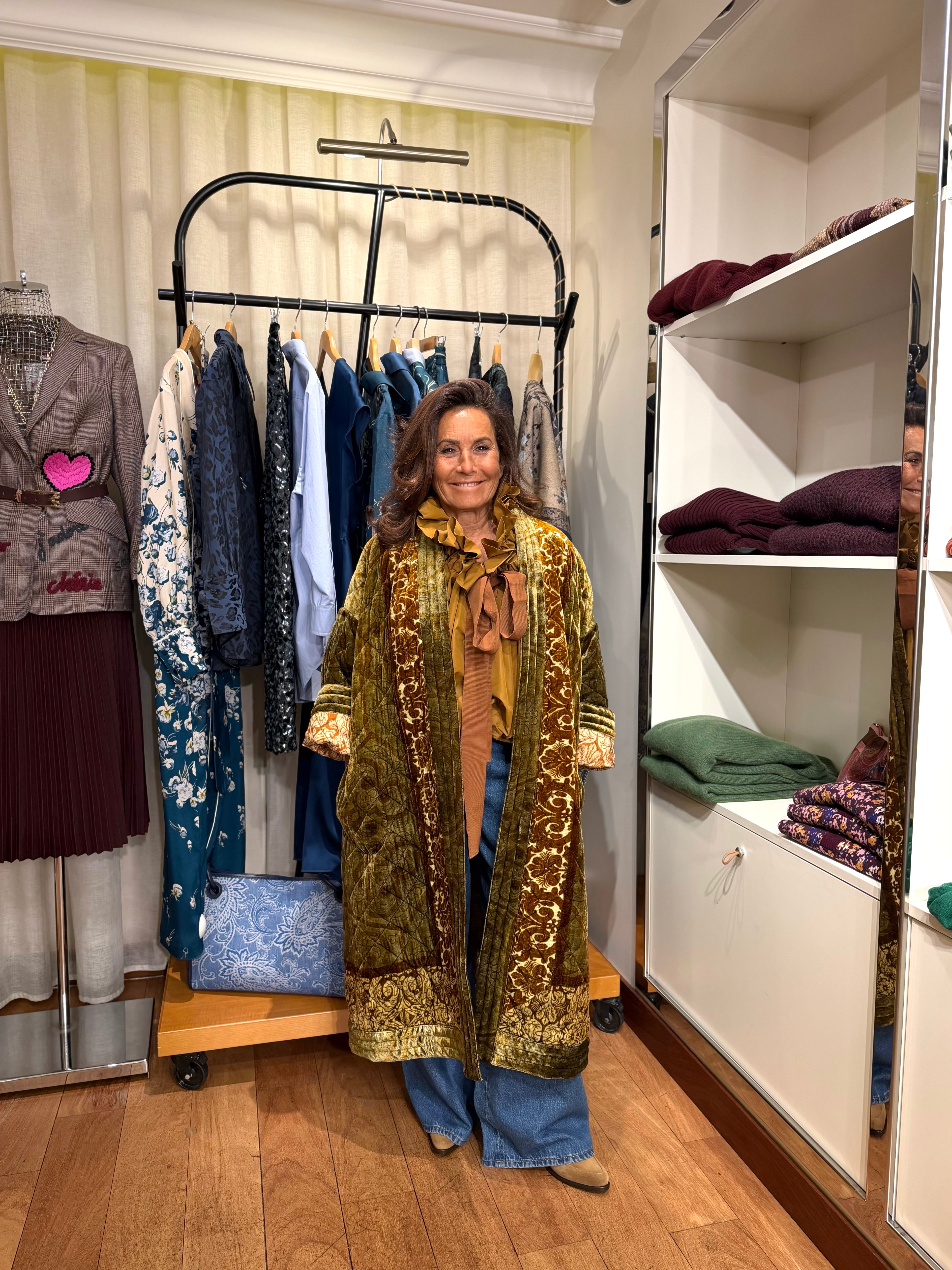 Manteau long velour imprimé