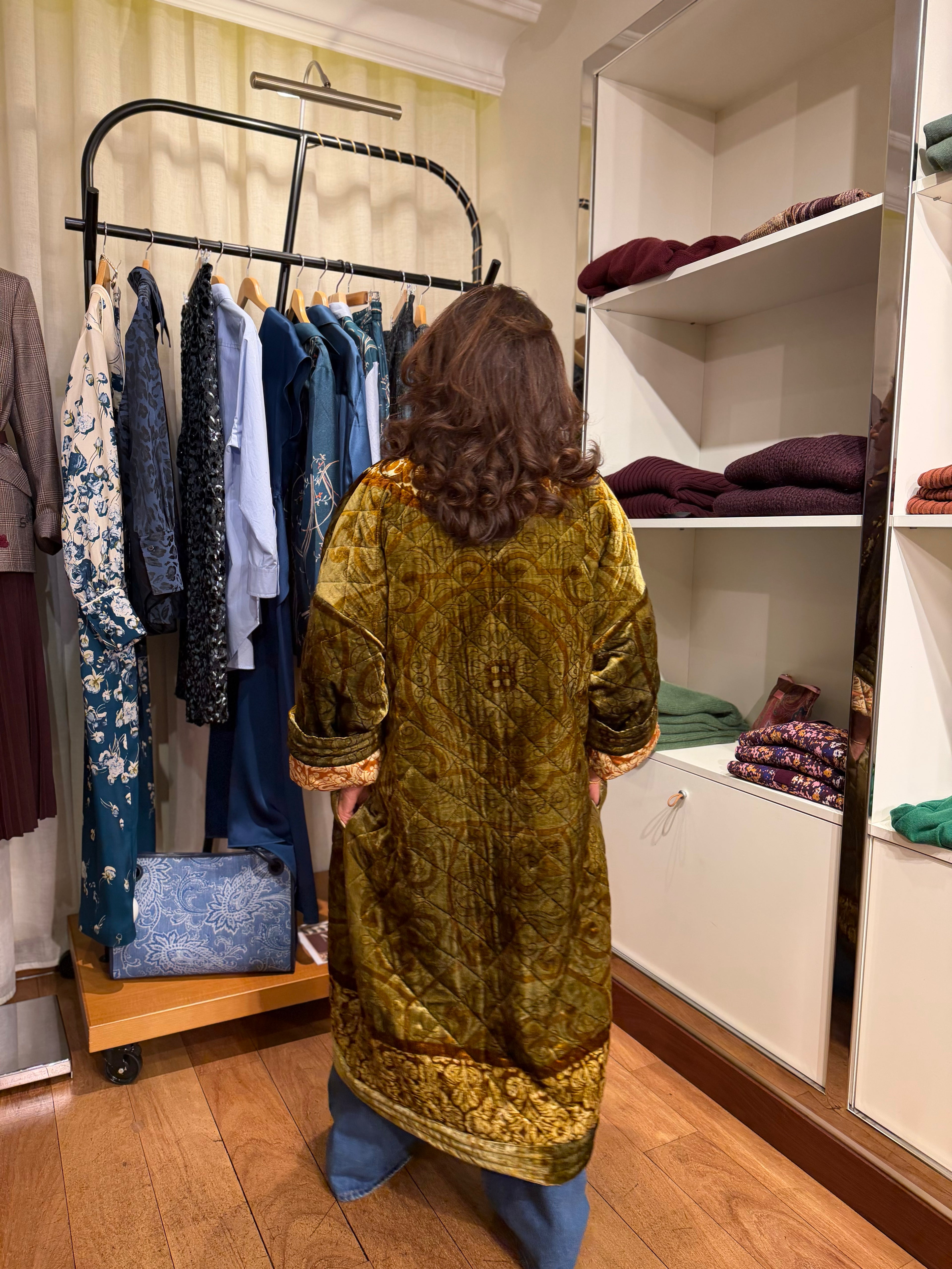 Manteau long velour imprimé