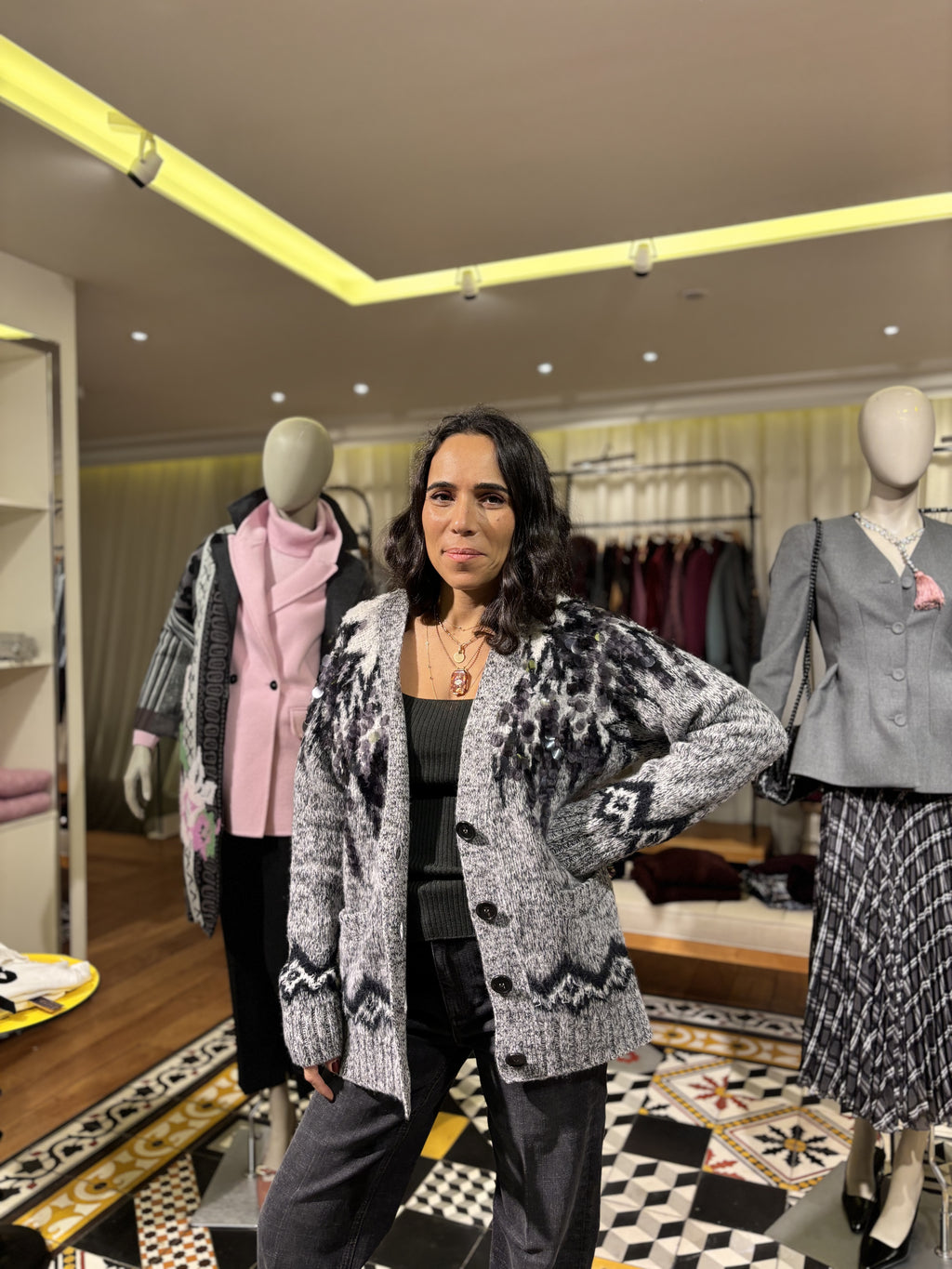 Cardigan maille imprimé