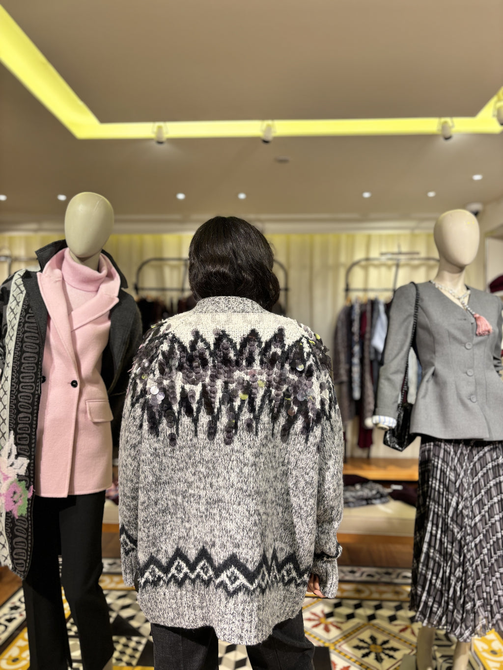 Cardigan maille imprimé