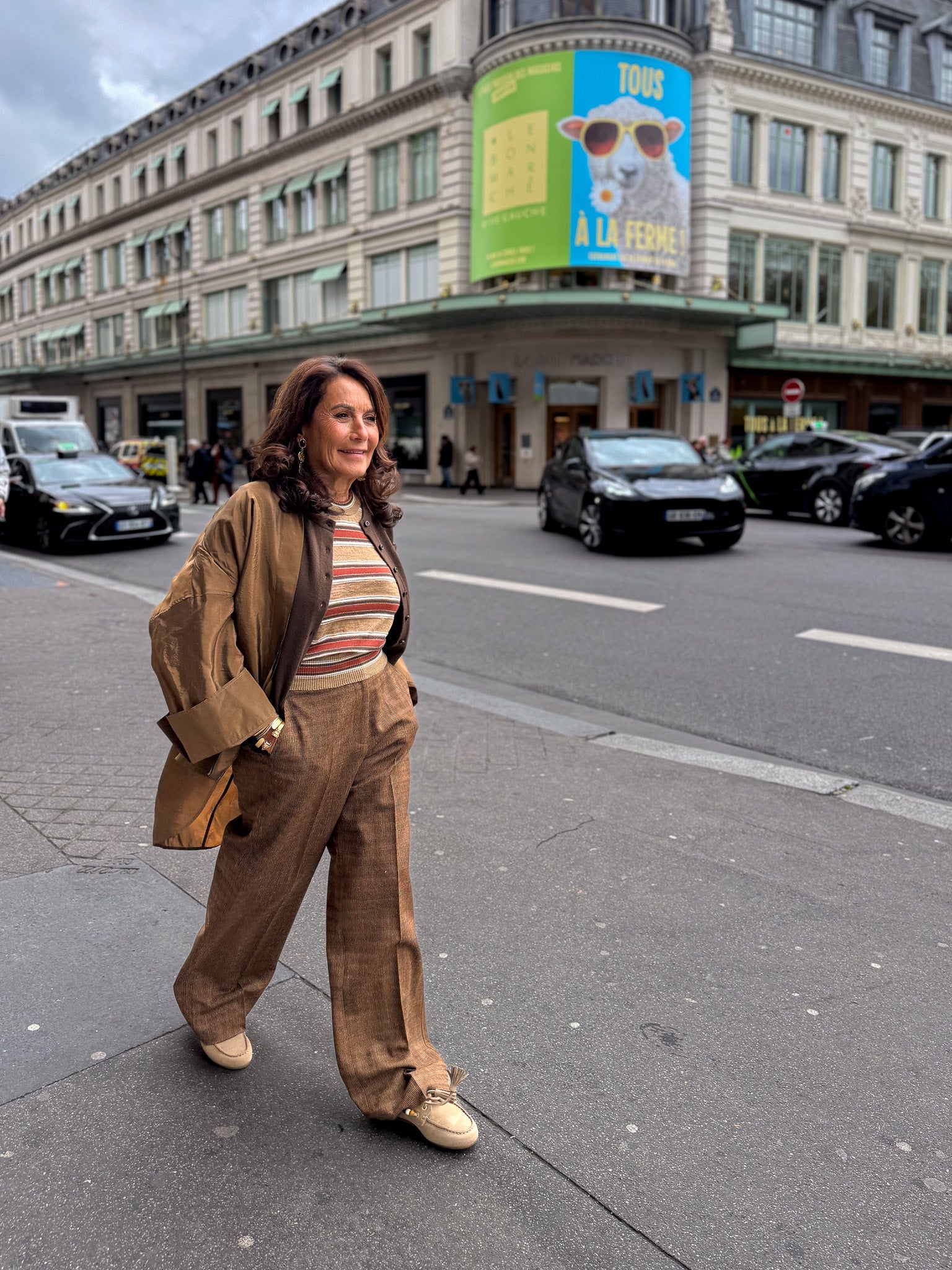 Pantalon à pinces chiné