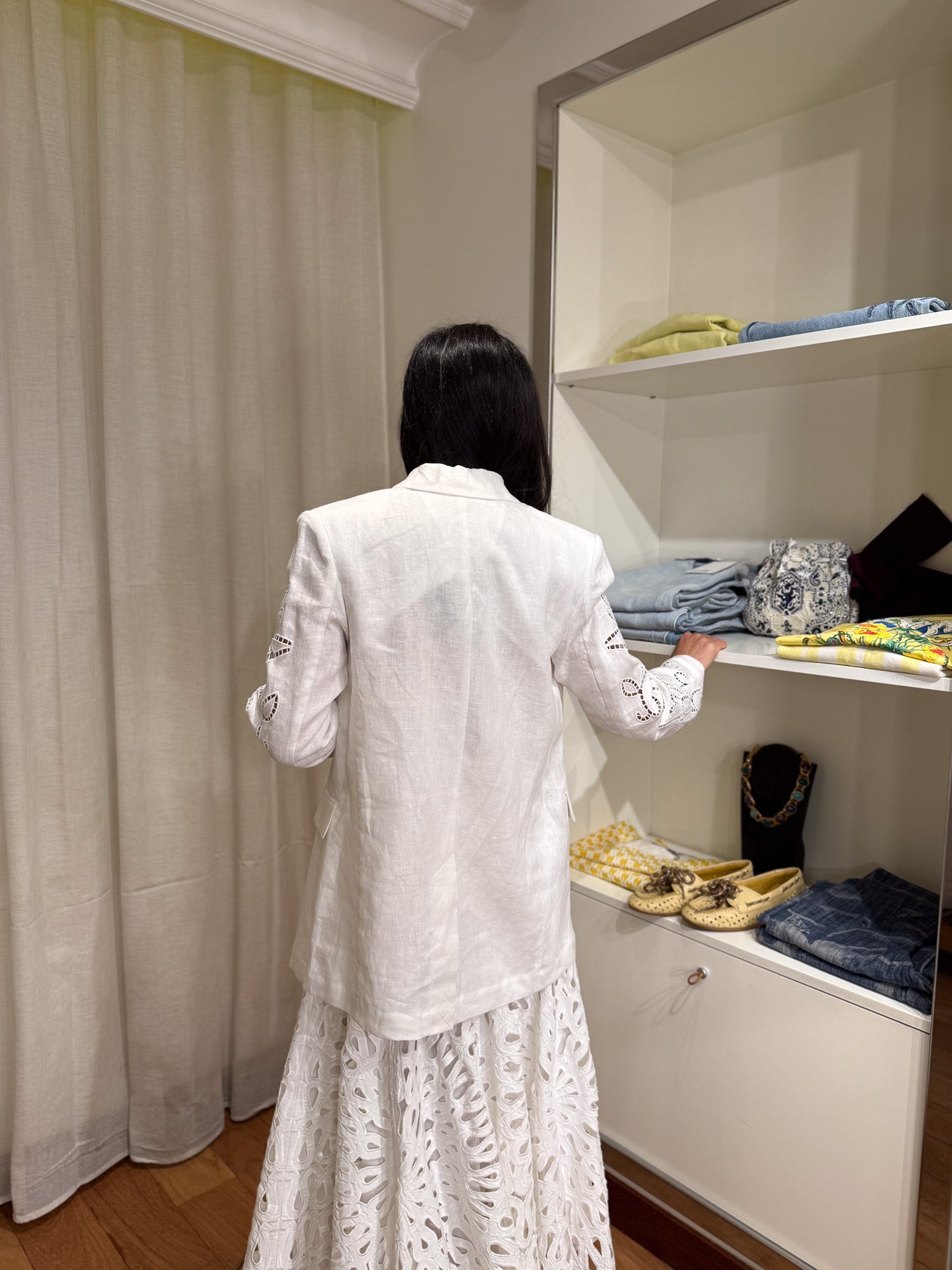 Veste lin manches ajourée