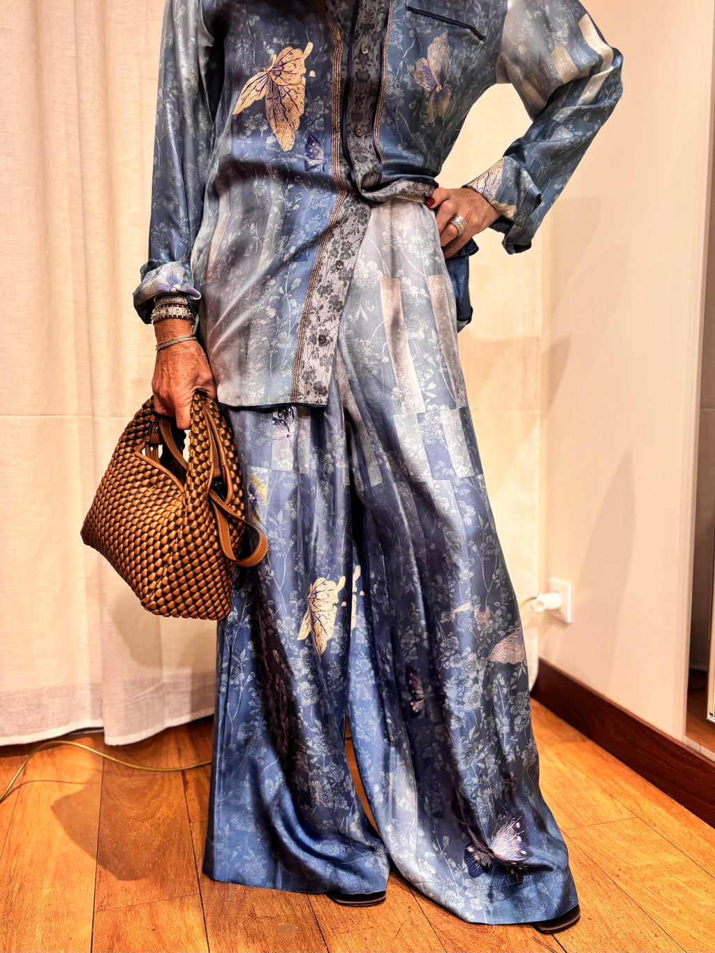 Pantalon en soie imprimé