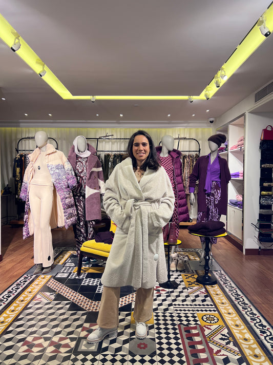 Manteau réversible en peau laine